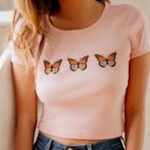 UO Cropped Butterfly Shirt NWOT